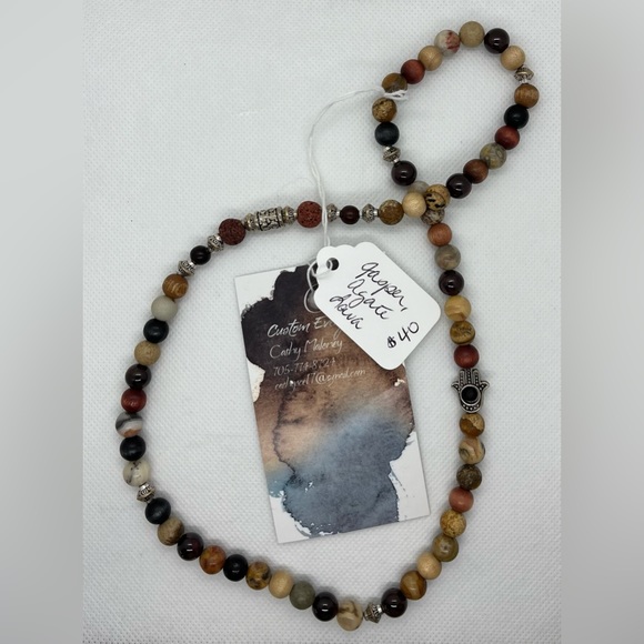 Jasper Agate Half Mala - Picture 3 of 3